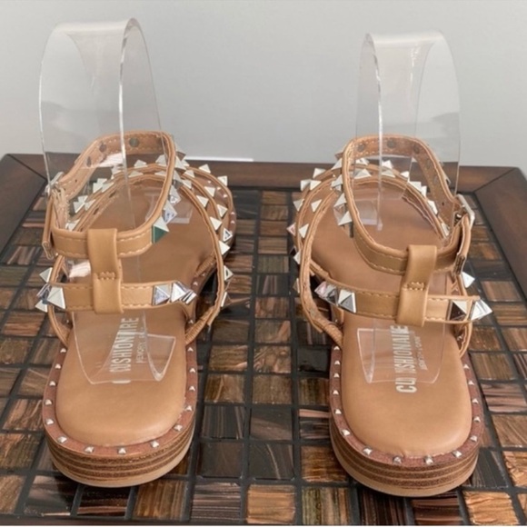 Cushionaire Talia Nude Studded Strappy Sandals - Picture 2 of 4